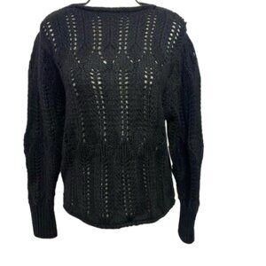 NWT a.n.a. Chunky Knit Juliet Sleeves Black Pull Over Sweater Size M #0658